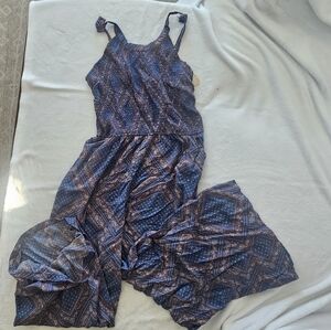 Cotton & Rye Blue and Brown Patterned Jumpsuit